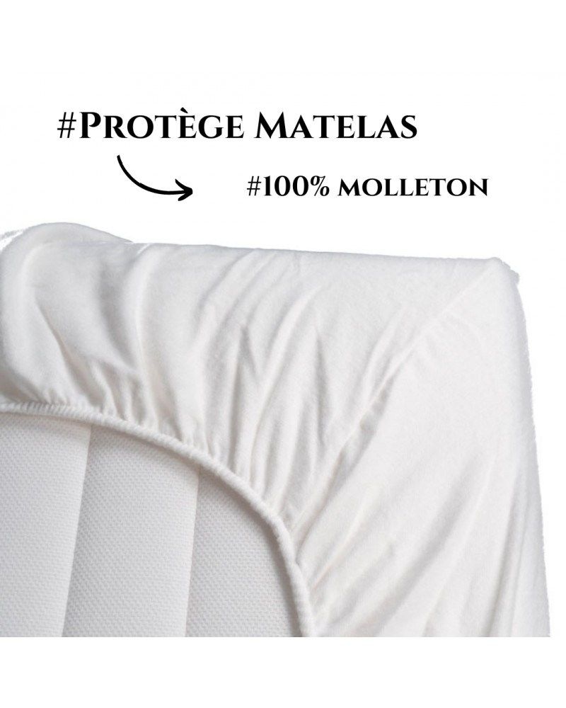 PROTÈGE MATELAS MOLLETON 100 % COTON 80 x 200 cm blanc